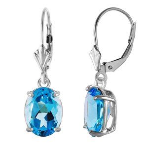 14K. SOLID GOLD LEVERBACK EARRING WITH BLUE TOPAZ